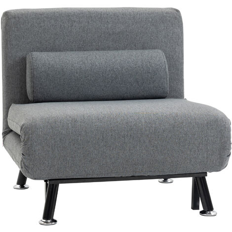 HOMCOM 3 in 1 Schlafsessel Klappbar Schlafsofa mit Bettfunktion Verstellbarer Rückenlehne Kissen Gästebett bis 150kg belastbar Relaxsessel Klappsessel für Wohnzimmer Schlafzimmer 75x70x75cm Dunkelgrau