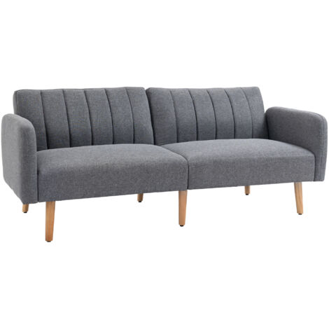 HOMCOM 3 Seater Linen Sofa Bed with Adjustable Backrest for Living Room