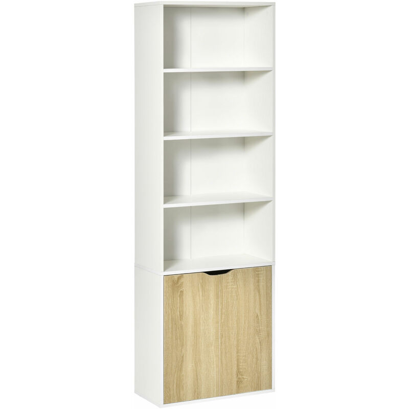 3-Shelf & Cupboard Tall Bookcase Display Shelf Living Room Study Brown - Homcom
