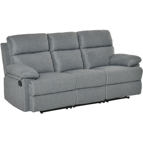 HOMCOM® 3-Sitzer Fernsehsofa | Relaxsofa | Leinen | 163 x 95 x 97 cm | Dunkelgrau - dunkelgrau