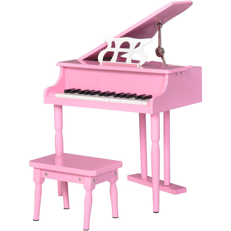 30 Keys Kids Keyboard Piano Mini Electric Piano Set Grand Piano with Music Stand and Bench Pink - Homcom