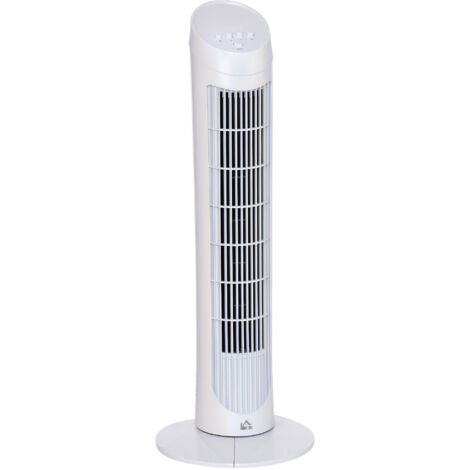 "HOMCOM 30"" Tower Fan Noise Reduction Wind 3-Level Cool ABS Indoor  White"