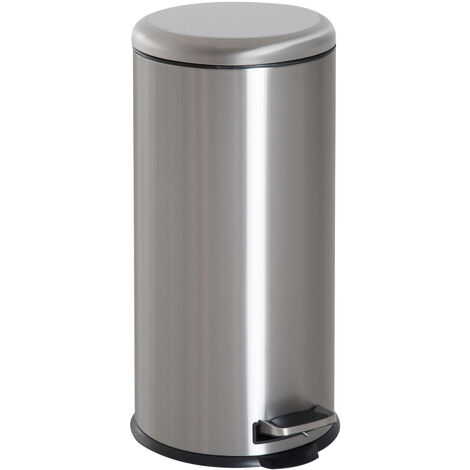 HOMCOM 30L Mülleimer Abfalleimer, Papierkorb, Treteimer mit Deckel, Fußpedal, Müllbehälter mit Inneneimer, Mülltrennung für Wohnzimmer, Büro, Rund