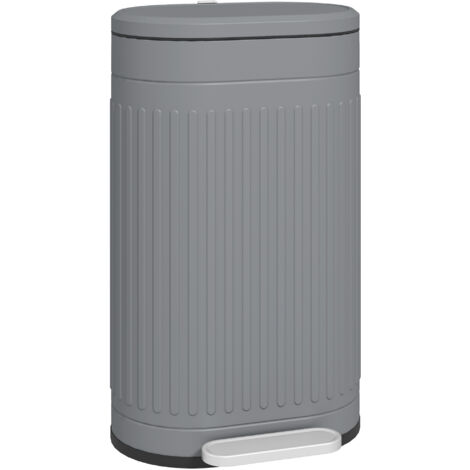HOMCOM 30L Pedal Bin, Metal Kitchen Bin with Soft-close Lid, Grey