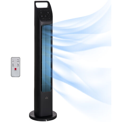 "HOMCOM 31"" Oscillating Tower Fan with Remote Control, 4H Timer, 3 Speed 3 Modes, Quiet Electric Floor Standing Fan for Home Bedroom Office Black"