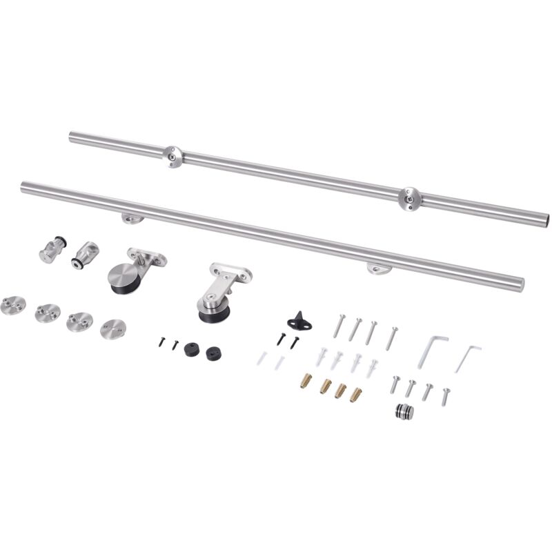 Homcom - Modern Sliding Barn Door Closet Hardware Track Kit Track System Unit