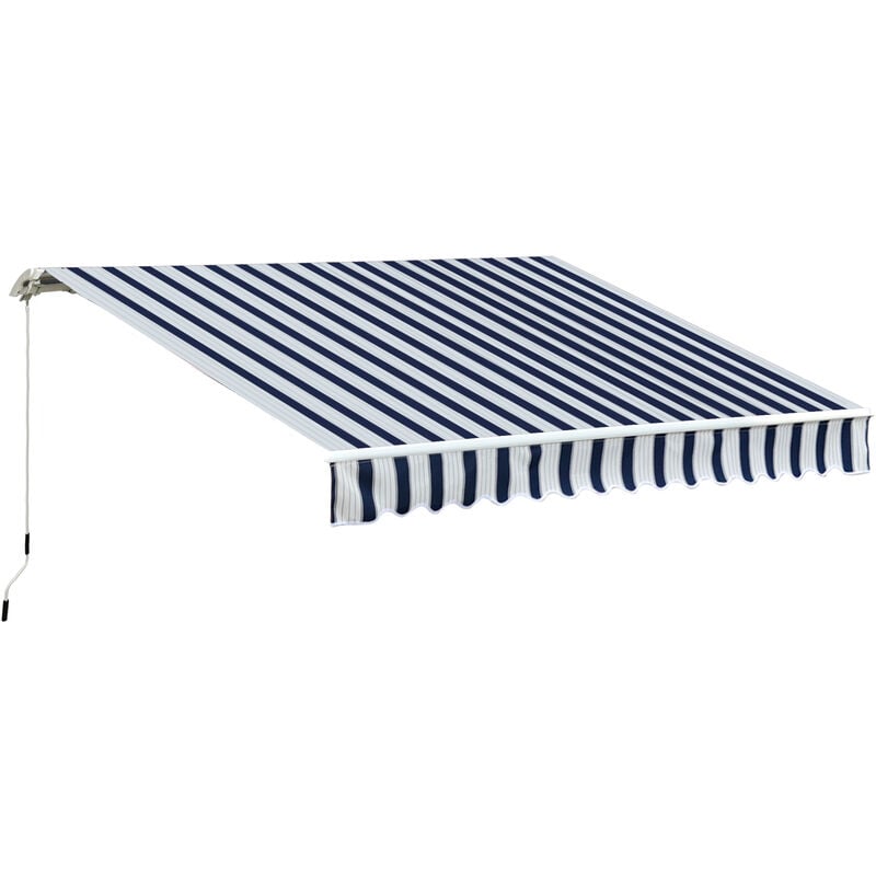 Outsunny - homcom Garden Patio Manual Awning Canopy Sun Shade Shelter Blue & White