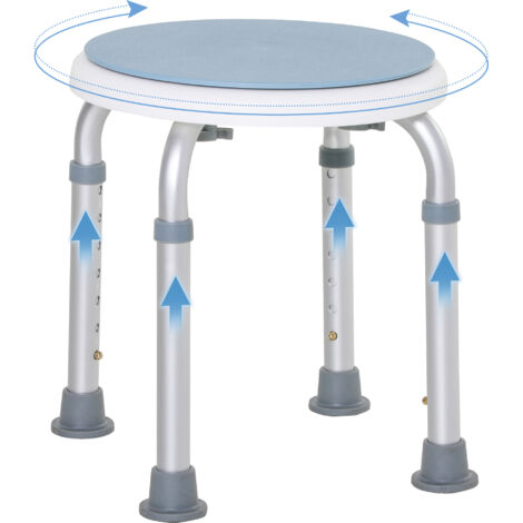 HOMCOM 360 Degree Swivel Shower Stool w/ Non-Slip Feet, Light Blue