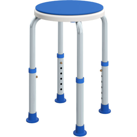 HOMCOM 360 Degree Swivel Shower Stool with Non-Slip Feet for Disabled, Blue