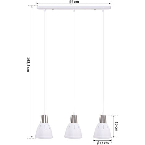 Homcom 3er Hangeleuchte Deckenstrahler Industrie Vintage E27 40w Kuche Bar Metall Weiss 13 X H16 Cm Ohne Birne Weiss B31 102wt