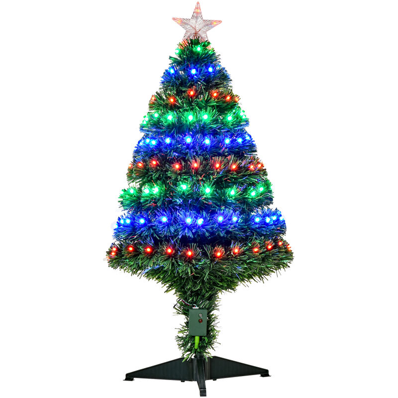 Homcom - 3FT Prelit Artificial Christmas Tree Fiber Optic Xmas Decoration