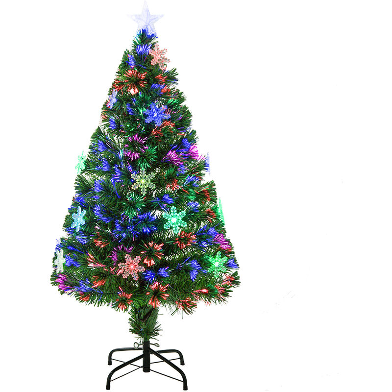 3FT/4FT Artificial Christmas Xmas Tree Colourful led Snowflake from 7.99 Green 4FT - Homcom