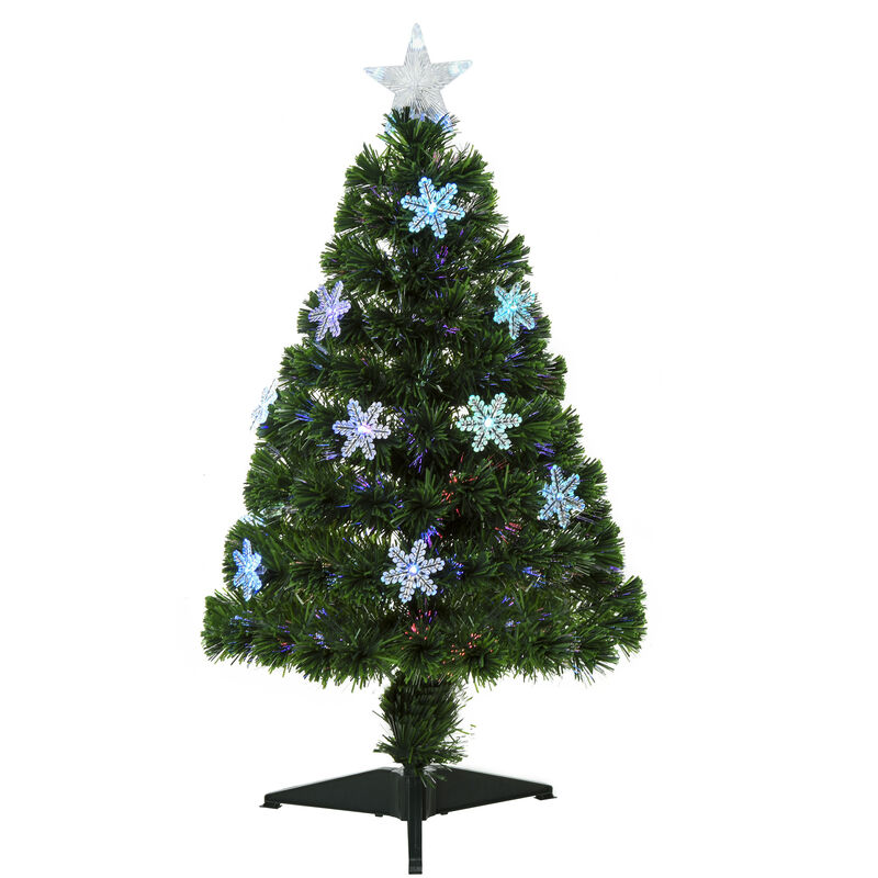 3FT/4FT Artificial Christmas Xmas Tree Colourful led Snowflake from 7.99 Green 3FT - Homcom