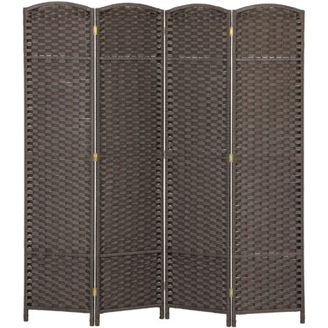 HOMCOM 4 Panel Folding Room Divider, Privacy Screen, 160 x 170cm, Brown