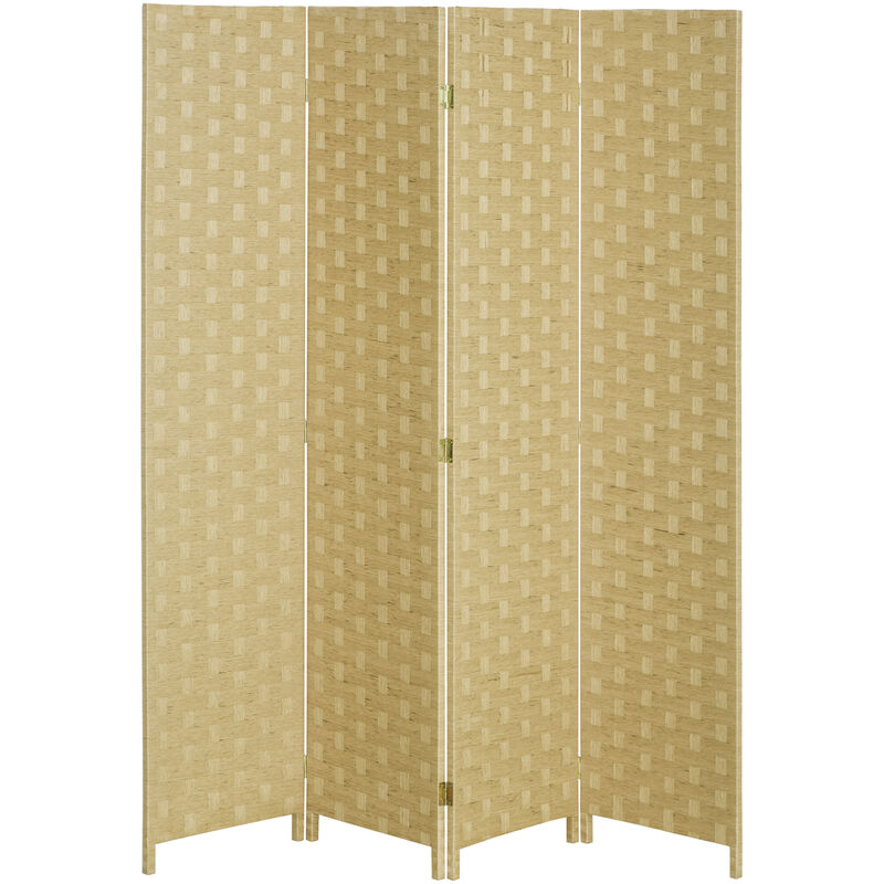 Homcom 4 Panel Folding Room Dividers for Wall, Privacy Screen Panels Brown