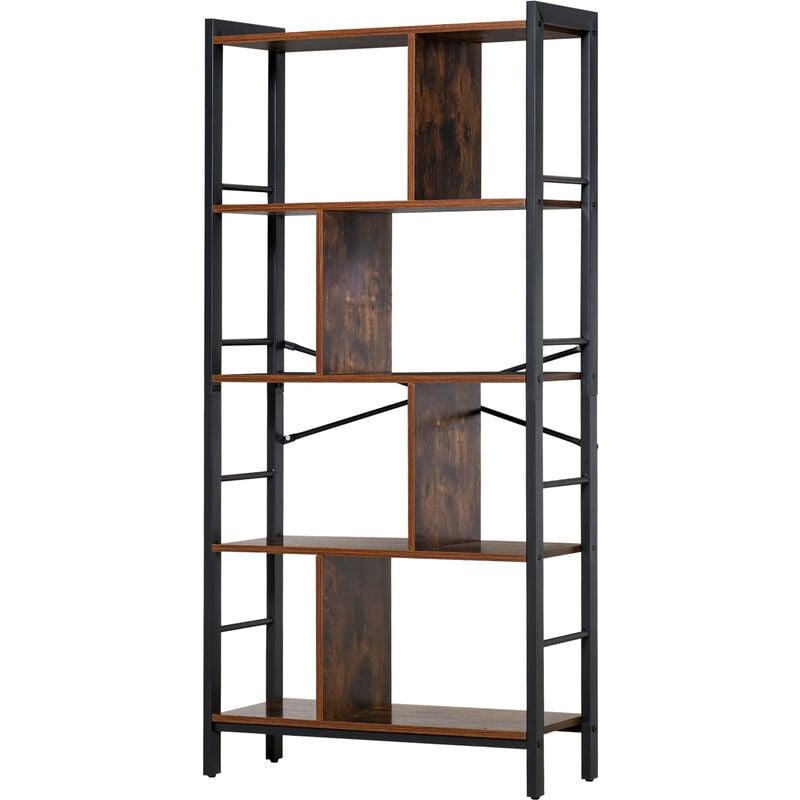 4-Tier Industrial Multi-Unit Storage Display Bookcase Vintage Shelf7 - Homcom