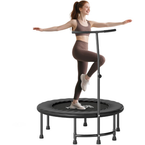 HOMCOM 40'' Mini Trampoline Adult Rebounder Jumper w/ Handle Fitness Black