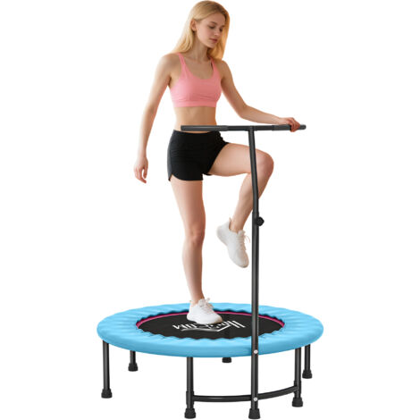 HOMCOM 40'' Mini Trampoline Adult Rebounder Jumper w/ Handle Fitness Blue