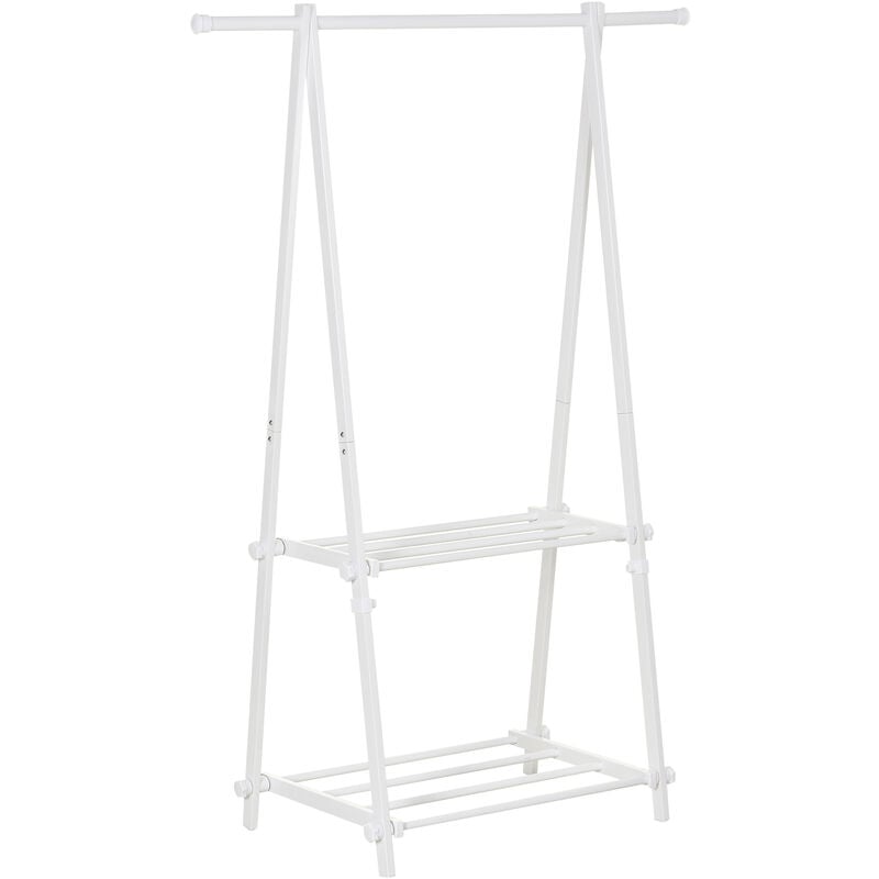 40KG Freestanding Steel Clothes Hanger w/ 2 Shelves Open Wardrobe White - Homcom