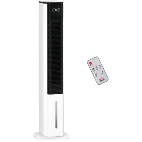 "HOMCOM 42"" Air Cooler, Humidifier Evaporative Ice Cooling Fan with 3 Modes for Bedroom White"