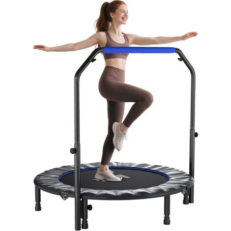 "HOMCOM 48"" Foldable Mini Fitness Trampoline w/ Foam Handle, Blue"