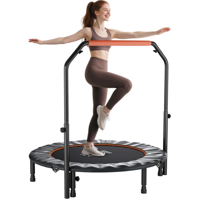 Homcom - 48'' Foldable Mini Fitness Trampoline w/ Foam Handle, Orange'