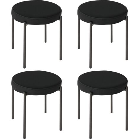 HOMCOM 4er-Set Esszimmerhocker Stapelbar Esszimmerstühle Küchenstuhl mit gepolstertem Sitz, Samtoptik Sitzhocker Samt für Küche Esszimmer Metall Schwarz 41,5 x 41,5 x 46 cm