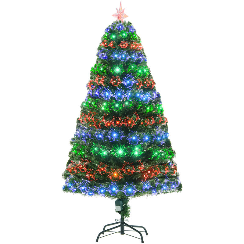 3FT/4FT Artificial Christmas Xmas Tree Colourful led Snowflake from 7.99 Green 5FT - Homcom