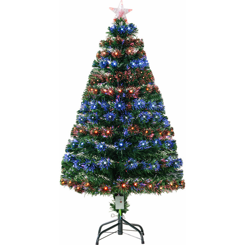 HOMCOM 3FT/4FT Artificial Christmas Xmas Tree Colourful LED Snowflake from 7.99 Green 4FT