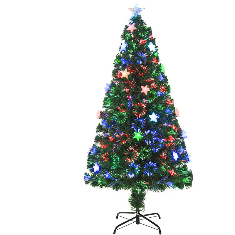 Homcom - 3FT/4FT Artificial Christmas Xmas Tree Colourful led Snowflake from 7.99 Green 5FT