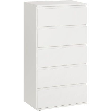 HOMCOM 5 Drawer Cabinet Storage Cupboard Sideboard Organiser Living Room White