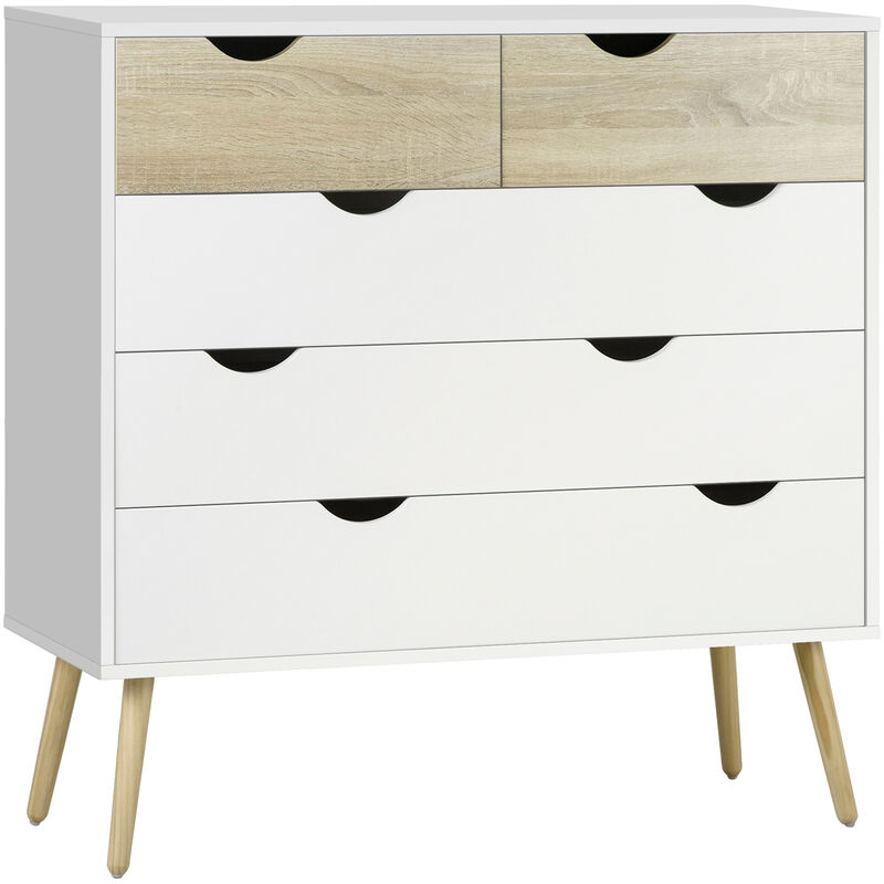 5 Drawer Chest Dresser Home Bedroom Storage Furniture Clothes Organiser - Homcom