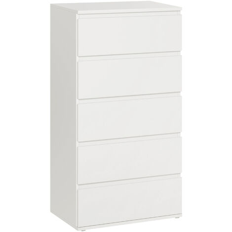 main image of "HOMCOM 5 Drawers Clothes Chest Storage Cabinet Bedroom Furniture White"