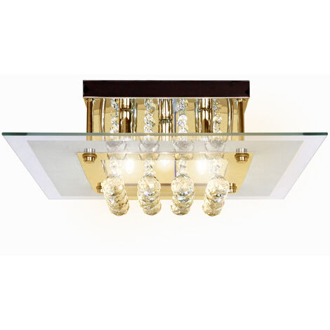 Homcom 5 Lights Crystal Chandelier Flush Rain Drop Ceiling