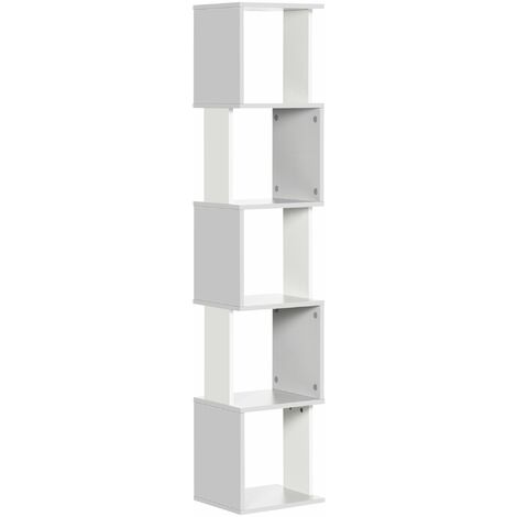 HOMCOM 5-Tier Bookshelf Freestanding Bookcase Storage Shelves Light Grey