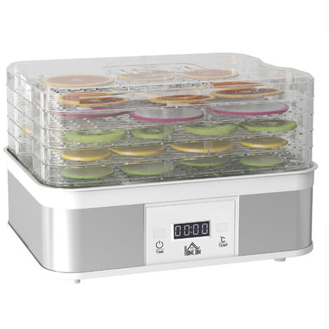 HOMCOM 5 Tier Food Dehydrator, 245W for Drying Fruit, Meat, Vegetable White
