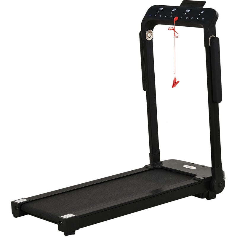 HOMCOM 500W Foldable Electric Treadmill Fitness Safety Lock LED Screen Black