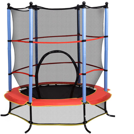 Homcom 55" Kids Trampoline Round Bouncer Enclosure Net Pad Children Outdoor Steel