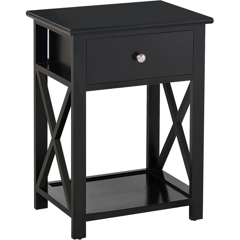 55cm End Side Table w/ Drawer Shelf Stand Home Storage Furniture Black - Homcom