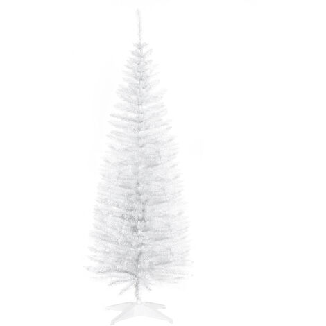 HOMCOM 5FT Pencil Artificial Christmas Tree with Solid Stand Tips White