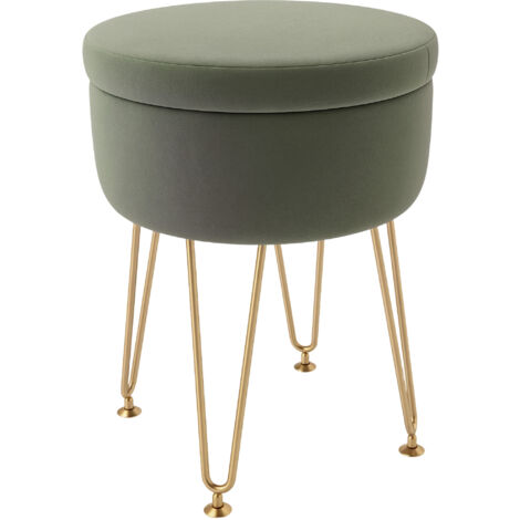 HOMCOM 5L Velvet Footstool with Removable Lid for Bedroom, Green