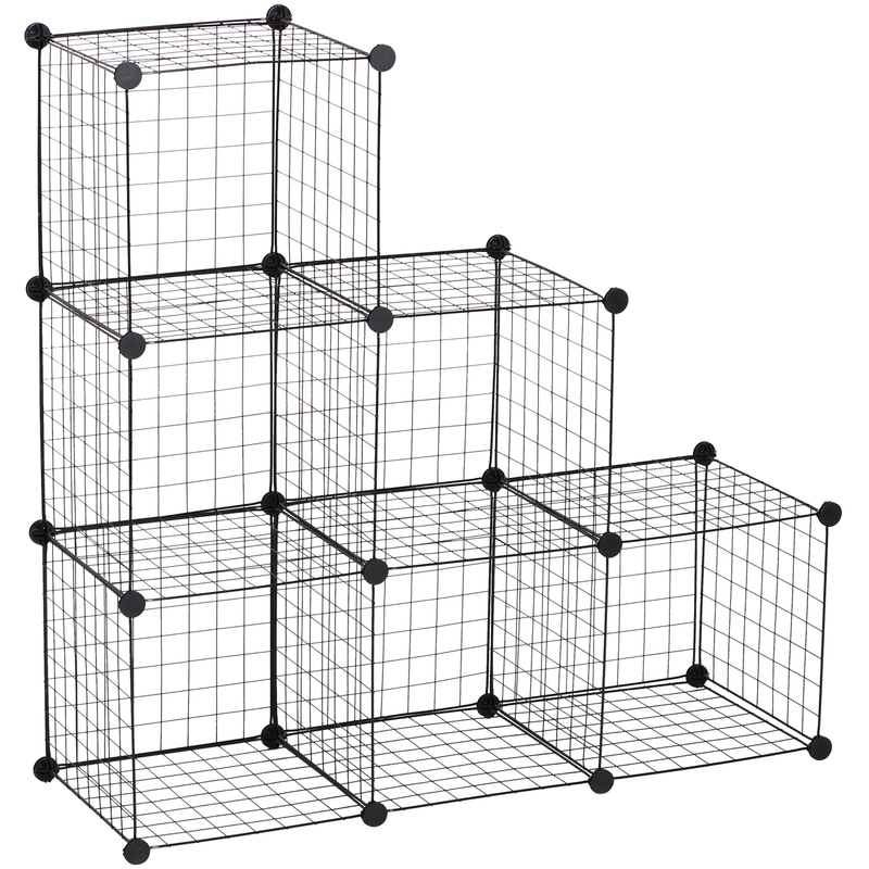 6 Cube Metal Interlocking Storage Unit Home Organiser Display Shelves - Homcom