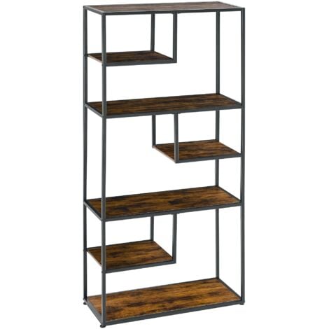 HOMCOM 6 Tier Storage Shelves, Free Standing Book Shelf for Study, Living Room