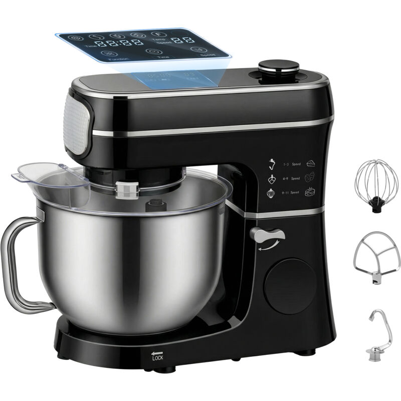 HOMCOM 6L 1400W Stand Mixer with 11 Speeds & Fermentation Function, Black, Black