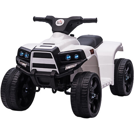 HOMCOM 6V Kids Electric Ride on Car ATV Toy Quad Bike With Headlights for Toddlers 18-36 months White