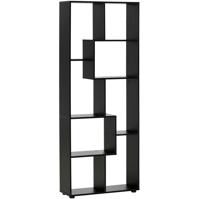 7-Tier Bookshelf w/ Melamine Surface Foot Pads Anti-Tipping for Home Black - Homcom