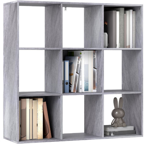 HOMCOM 9 Cube Storage Unit Cabinet Bookcase Display Shelves, Marble Grey