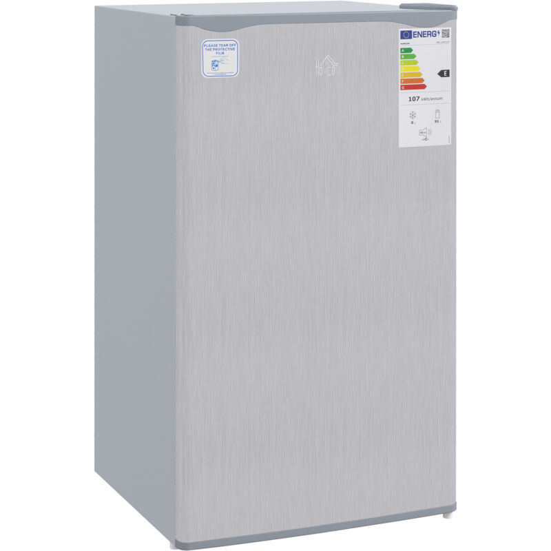 HOMCOM 91 Litre Freestanding Under Counter Fridge Freezer With Chiller Box, Grey, Grey