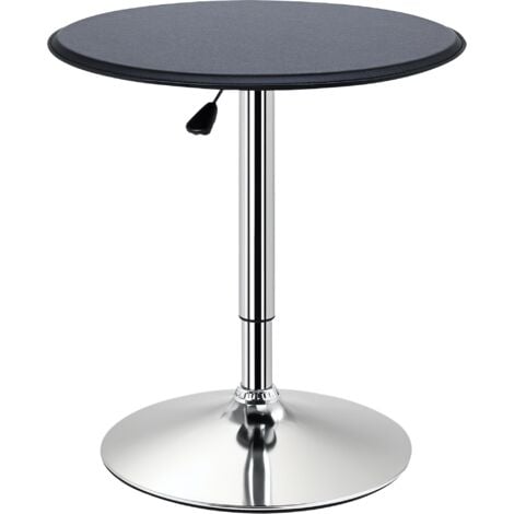HOMCOM 93cm Adjustable Round Bar Table w/ PVC Leather Steel Base Bistro Black