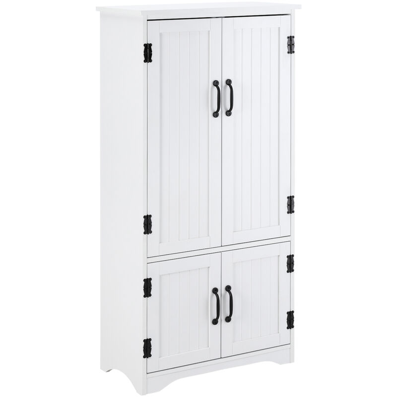 HOMCOM Accent Floor Storage Cabinet Kitchen Pantry w/ Adjustable Shelves Doors White